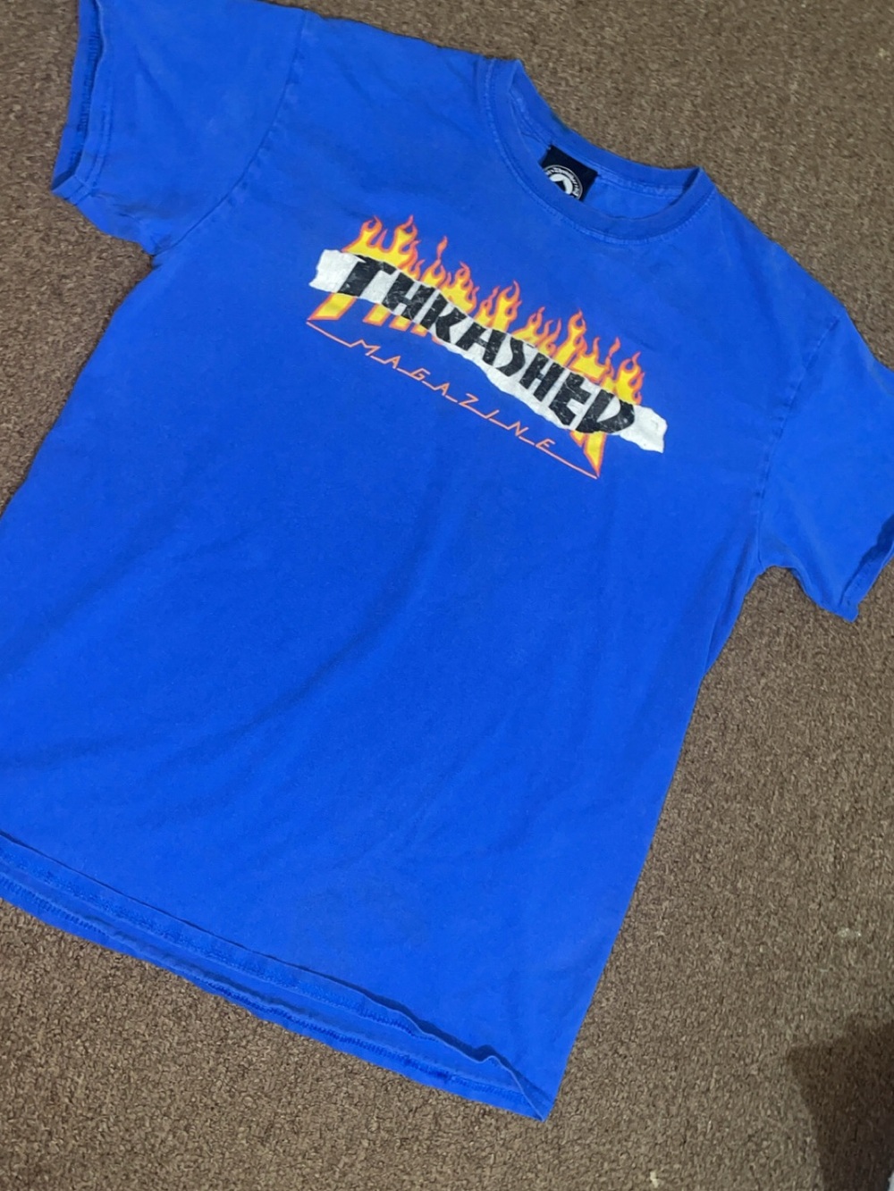 Thrasher Kids Short Sleeve Tee in Bright Blue with Flame Logo